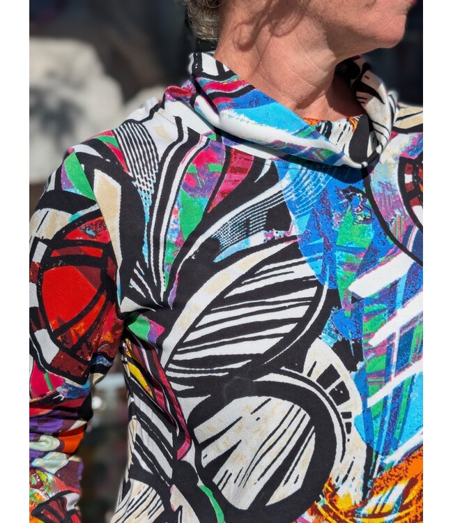 Orientique  Multi Color Cowl Neck Top - Print