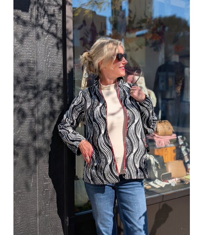 Funsport Embroidered Zip Jacket - Black/White