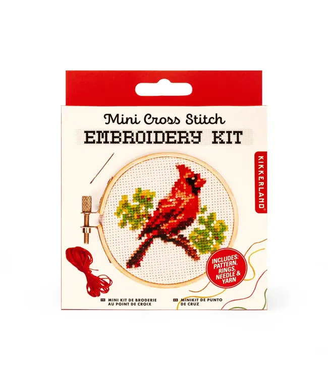 Kikkerland Design Inc. Mini Cross Stitch Embroidery Kit - Cardinal
