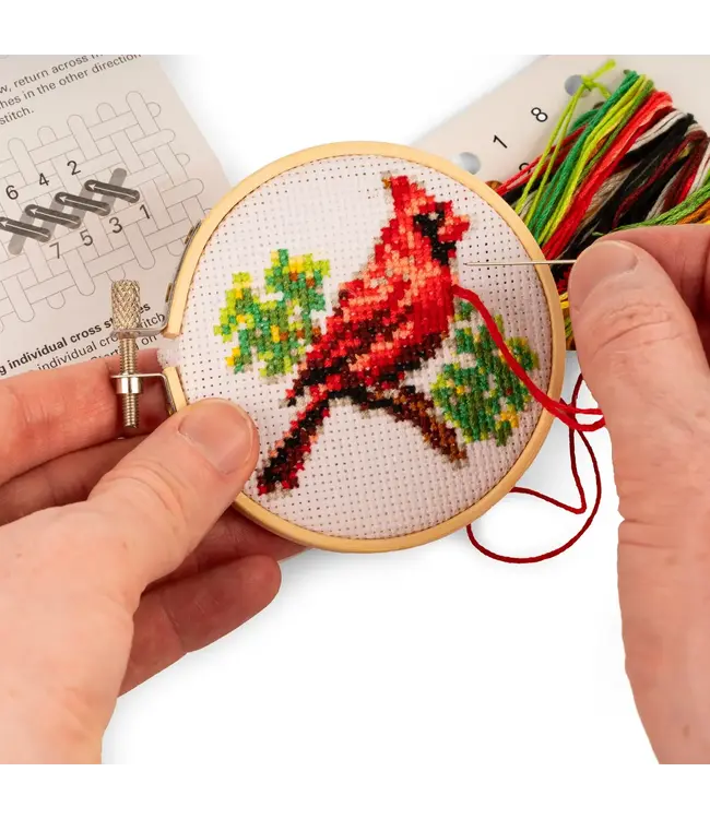 Kikkerland Design Inc. Mini Cross Stitch Embroidery Kit - Cardinal