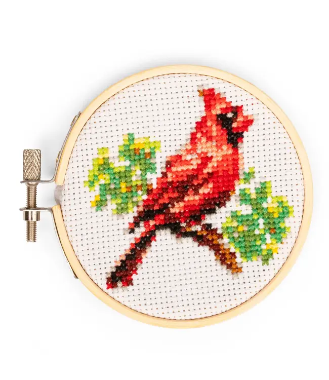 Kikkerland Design Inc. Mini Cross Stitch Embroidery Kit - Cardinal