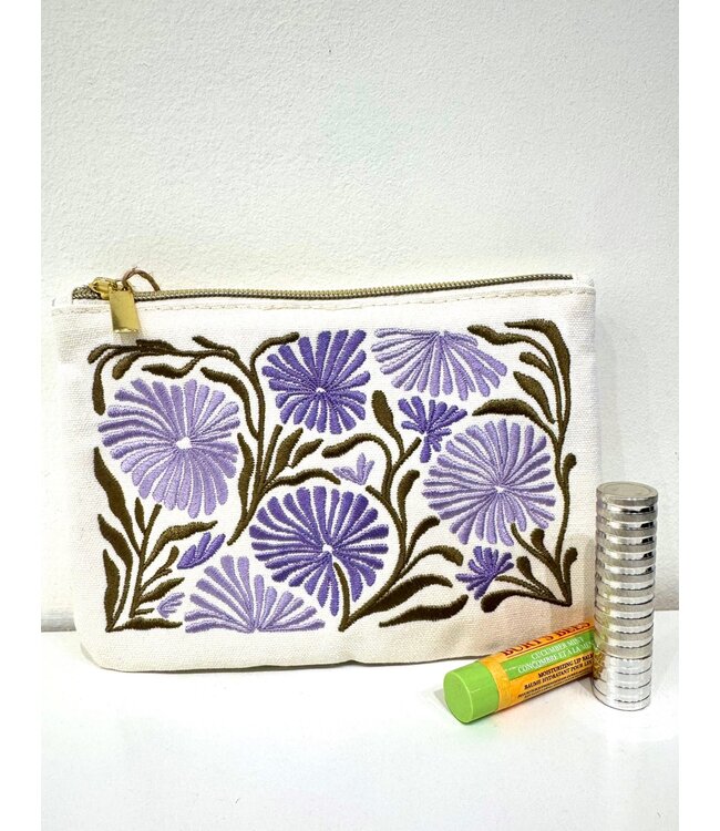 Allium Embroidered Pouch