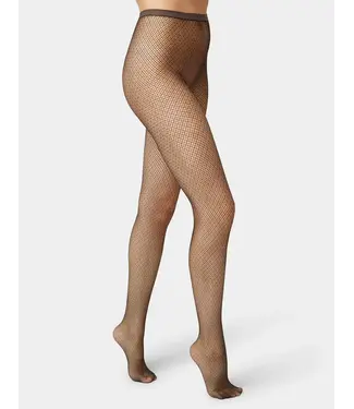 Hue Two-Tone Fishnet Tights - Black/Chocolate