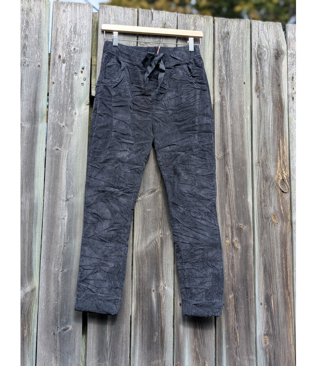 Made in Italy Cord Crinkled Joggers -  Grey