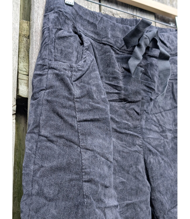 Made in Italy Cord Crinkled Joggers -  Grey