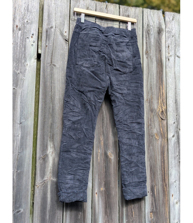 Made in Italy Cord Crinkled Joggers -  Grey