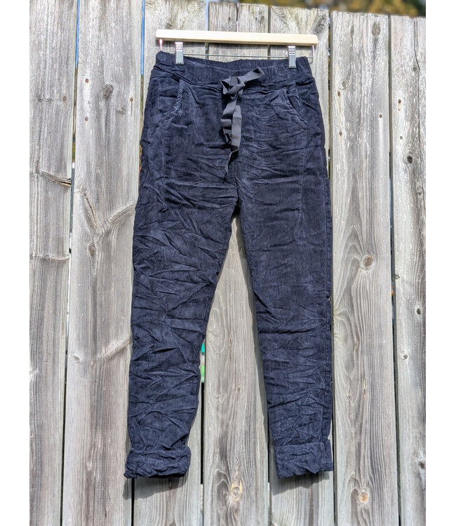 Made in Italy Cord Crinkled Joggers - Navy