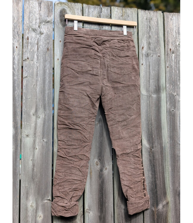Made in Italy Cord Crinkle Joggers Tuxedo - Taupe