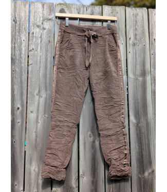 Made in Italy Cord Crinkle Joggers Tuxedo - Taupe