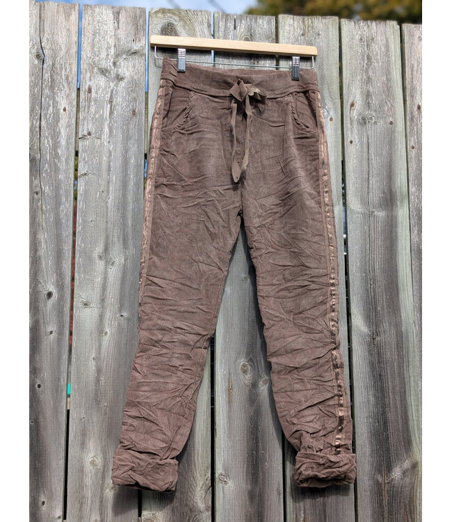 Made in Italy Cord Crinkle Joggers Tuxedo - Taupe