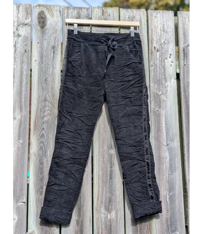 Made in Italy Cord Crinkle Joggers Tuxedo - Black