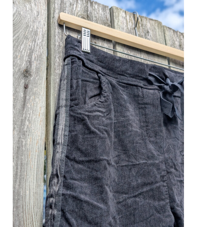 Made in Italy Cord Crinkle Joggers Tuxedo - Black