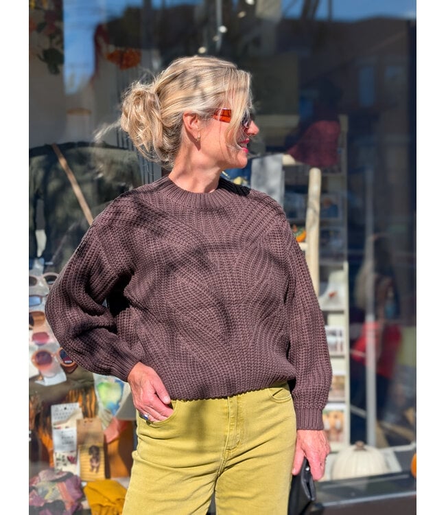 Apricot Chunky Cable Knit Jumper - Brown