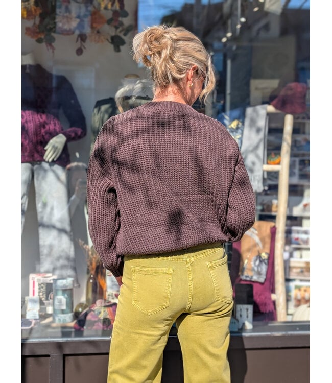 Apricot Chunky Cable Knit Jumper - Brown