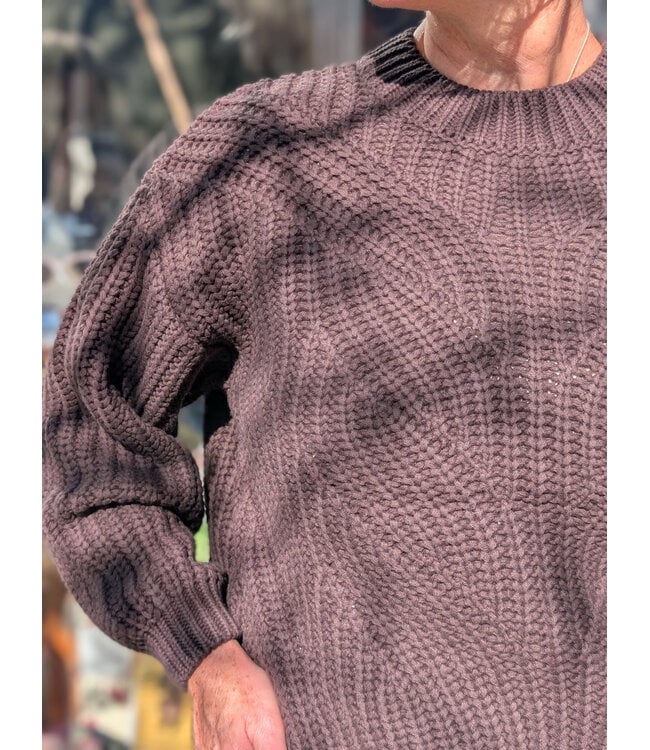 Apricot Chunky Cable Knit Jumper - Brown