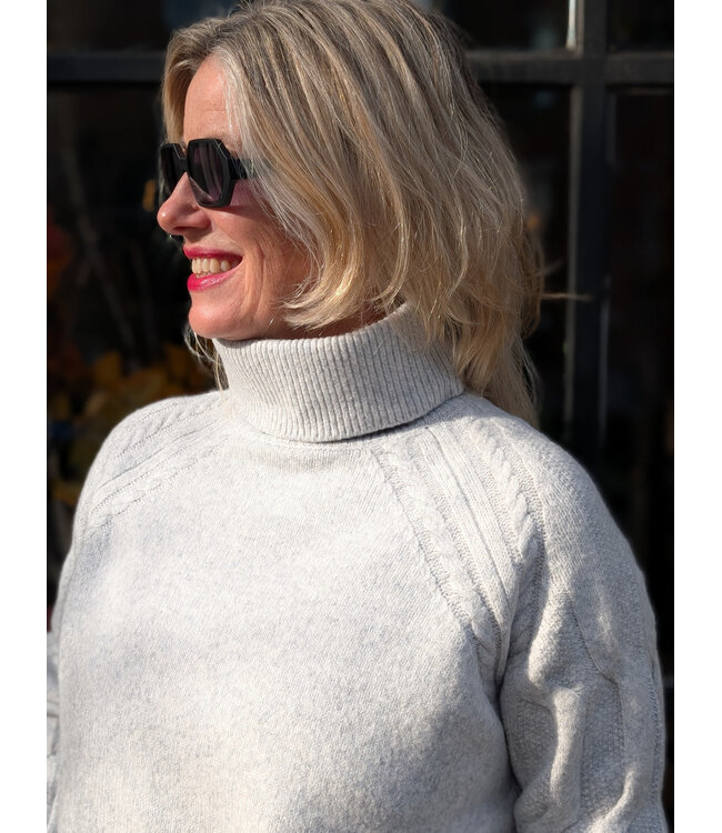 Apricot Melange Roll Neck Jumper - Grey