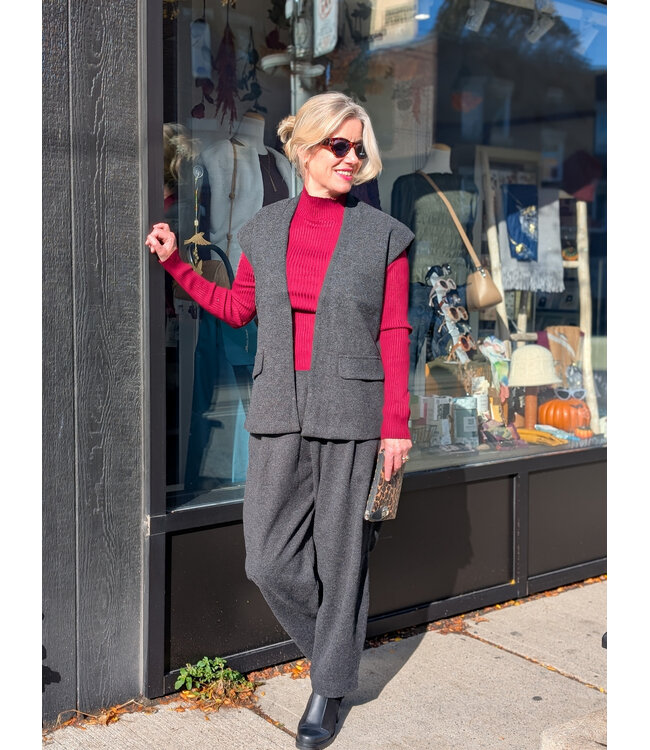 Fransa Pull-on Trousers - Charcoal