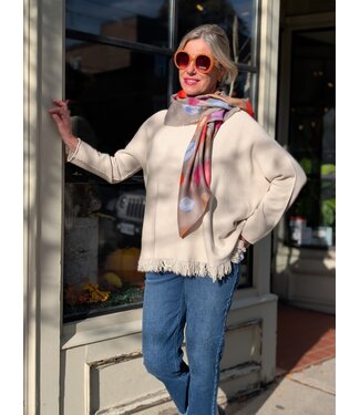 Fringe Hem Knit Sweater - Vanilla
