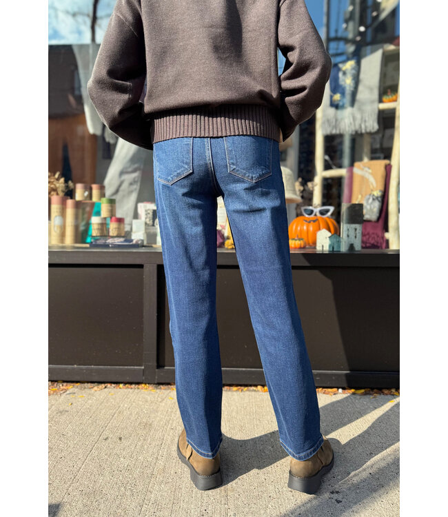 KUT Jeans Reese High Rise Fab Ab Ankle Straight - Attain w/Dark Wash