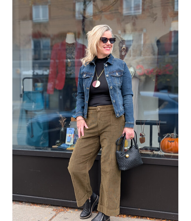 B. Young ByDasik Cord Cropped Pants - Olive