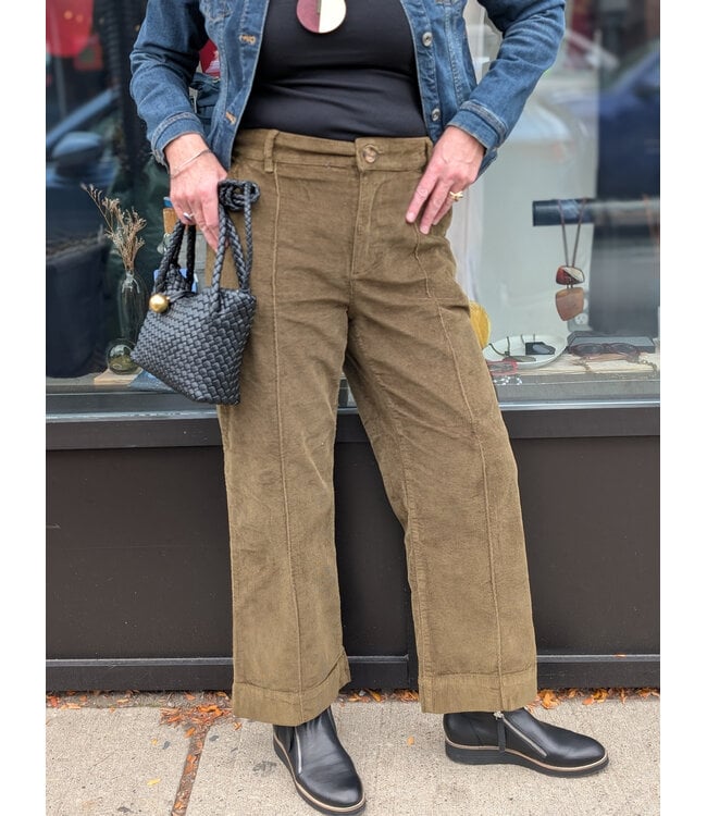 B. Young ByDasik Cord Cropped Pants - Olive