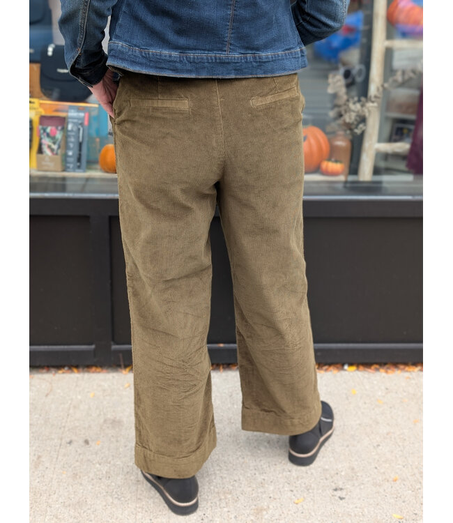 B. Young ByDasik Cord Cropped Pants - Olive