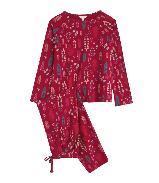 Seasalt Cornwall Organic Cotton Setting Sun Pajamas Set - Botanical Woodland Jam