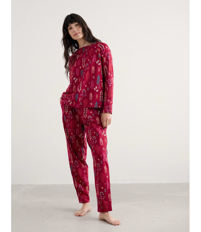 Seasalt Cornwall Organic Cotton Setting Sun Pajamas Set - Botanical Woodland Jam