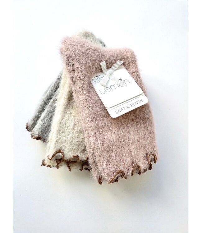 Lemon 3 Pk Snow Angel Ruffle Socks - Pink/Grey