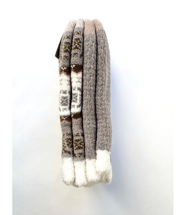 Lemon 2 Pk Snow Day Double Layer Socks - Sand Combo