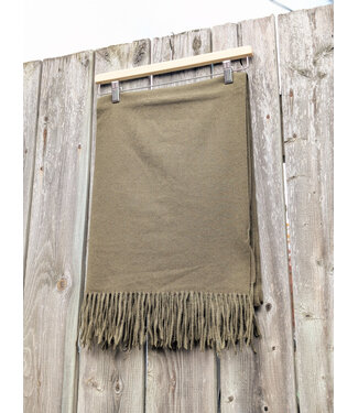 Winter Scarf w/ Fringe - Olive