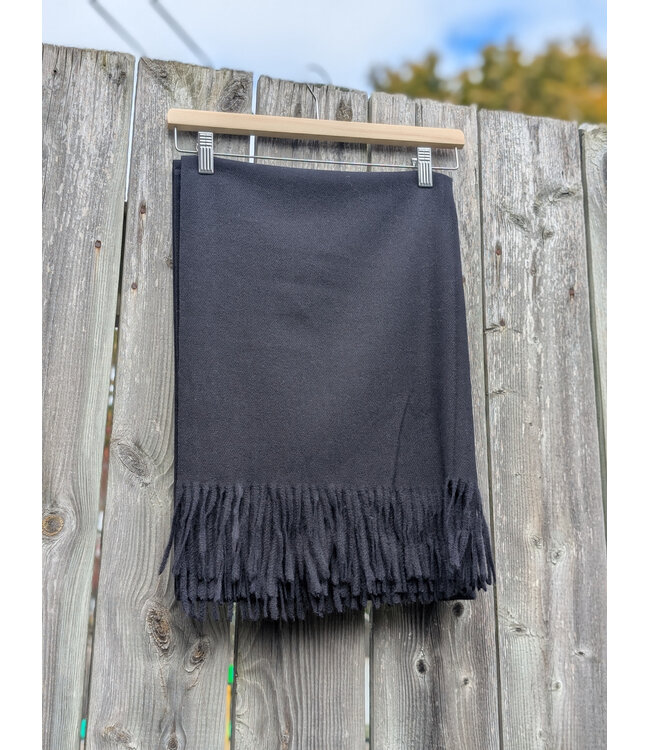 Winter Scarf w/ Fringe - Black
