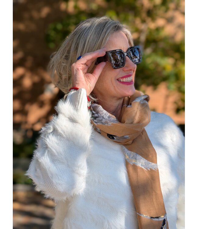 Apricot Fluffy Stripe Jumper - White