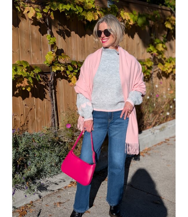 Lyla + Luxe Macy Hearts Mockneck Knit - Grey