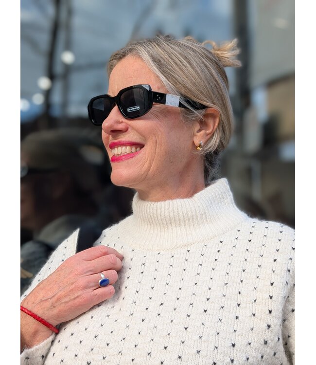 ICHI Mock Neck Flecked Sweater - Cloud Dancer