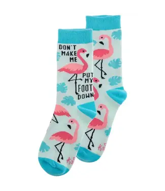 Karma Crew Socks - Don't Make Me Put My Foot Down Flamingo