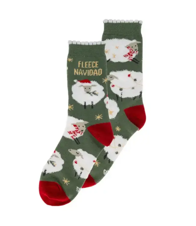 Karma Holiday Crew Socks - Fleece Navidad
