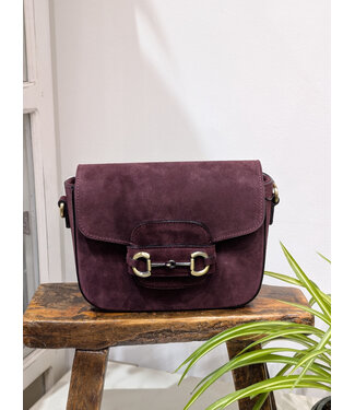 Suede Crossbody  Purse - Plum