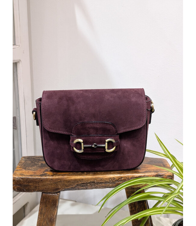 Suede Crossbody  Purse - Plum