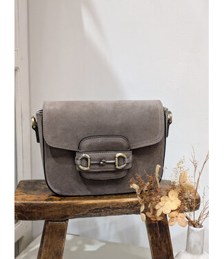 Suede Crossbody  Purse - Taupe