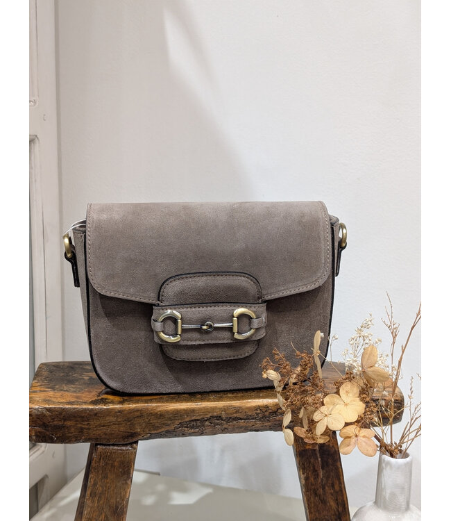 Suede Crossbody  Purse - Taupe