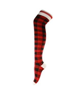 Pook Pook Over The Knee Socks - Red Plaid