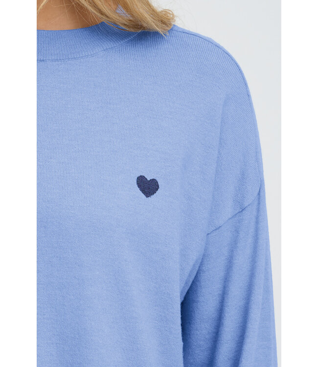 Fransa Sweater w/ Heart - Robin Blue