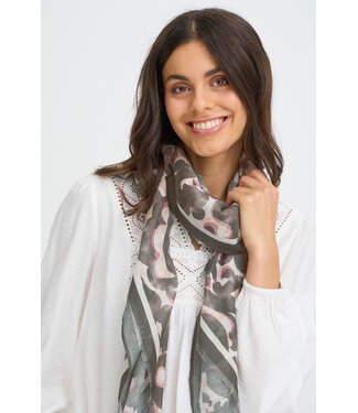 Fransa Scarf - Khaki & Pink