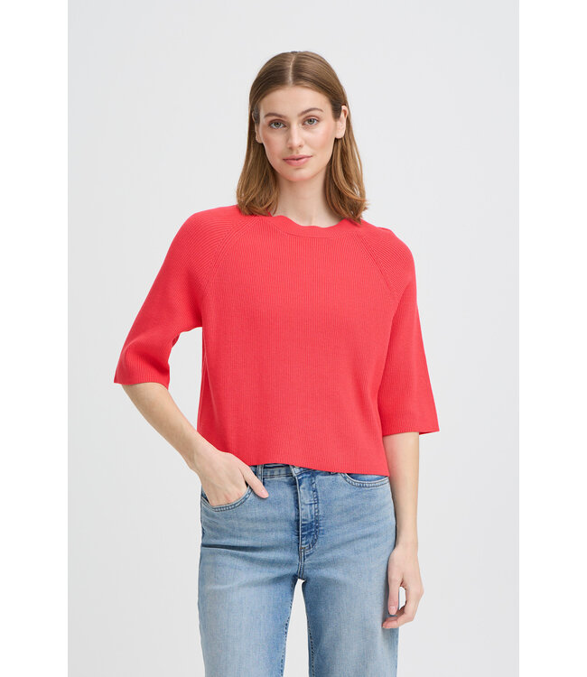ICHI IhBoston Fine Rib Knit Sweater - Teaberry