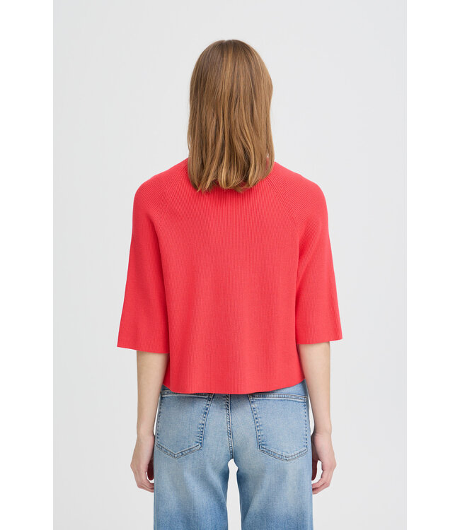 ICHI IhBoston Fine Rib Knit Sweater - Teaberry