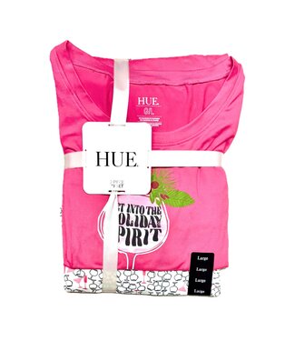 Hue Jersey Pajama Set - Get Into The Holiday Spirit - Raspberry Sorbet