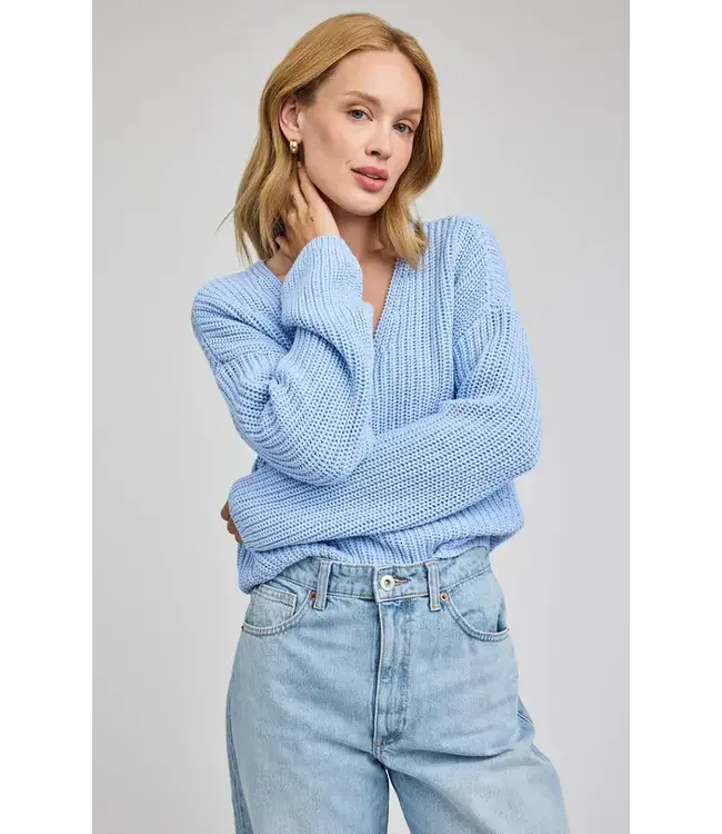 Gentle Fawn Spencer V-Neck Knit Sweater - Sky