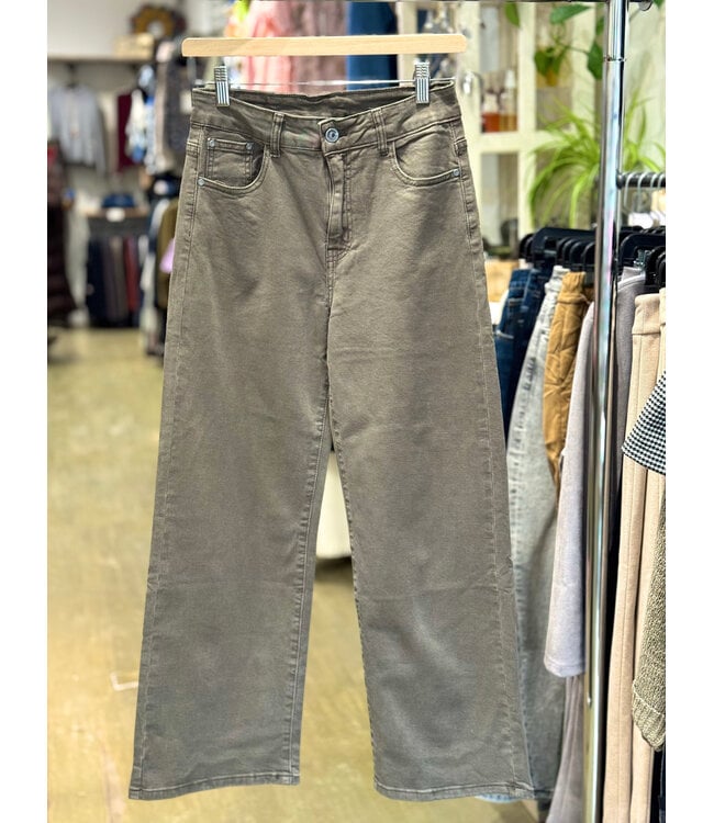 Wide Leg Jeans - Taupe