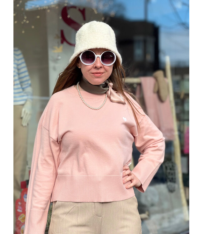 Fransa Sweater w/ Heart - Rose Smoke